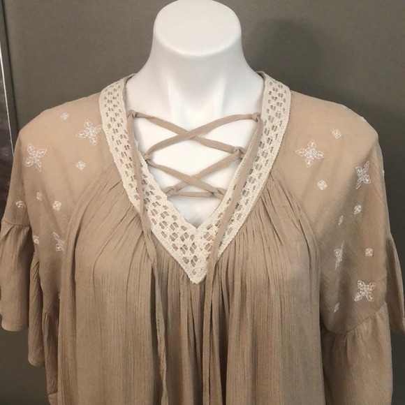 Lace up Boho Tunic Dress - Picture 3 of 6